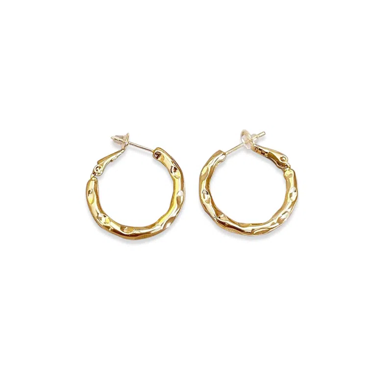 潮色绘 金色素圈高级感耳圈方圆脸圈圈耳耳饰 铜 耳环 女款