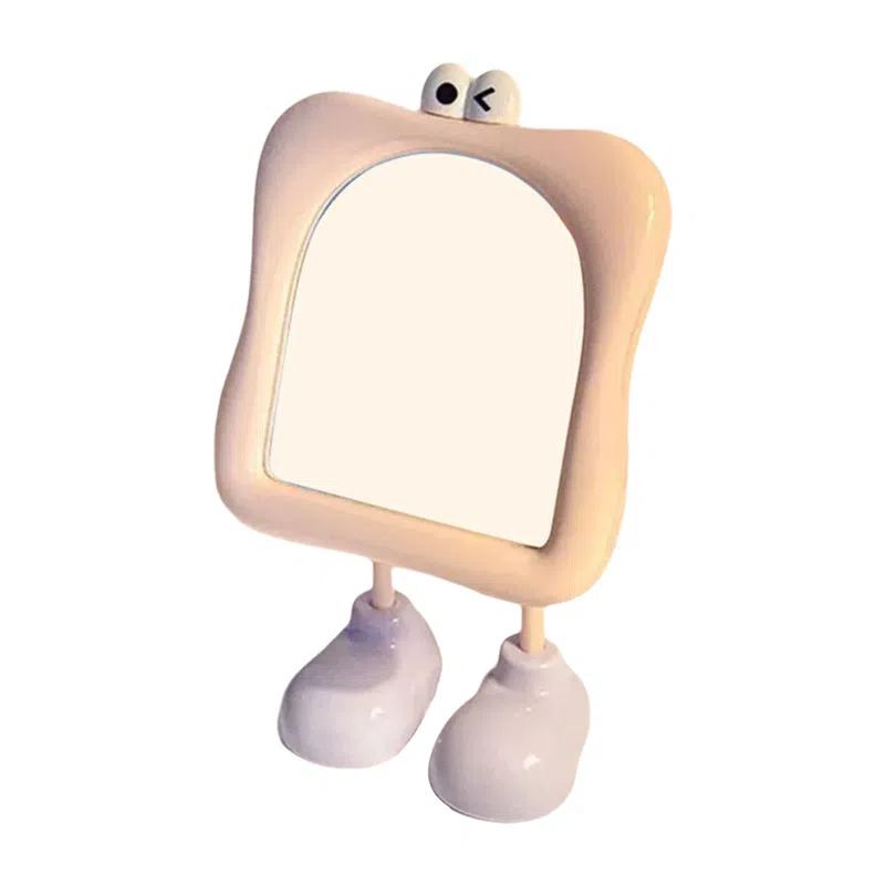 悦语大脚丫化妆镜桌面台式单面卡通大眼宿舍美妆补妆梳妆公主镜镜子 台式镜