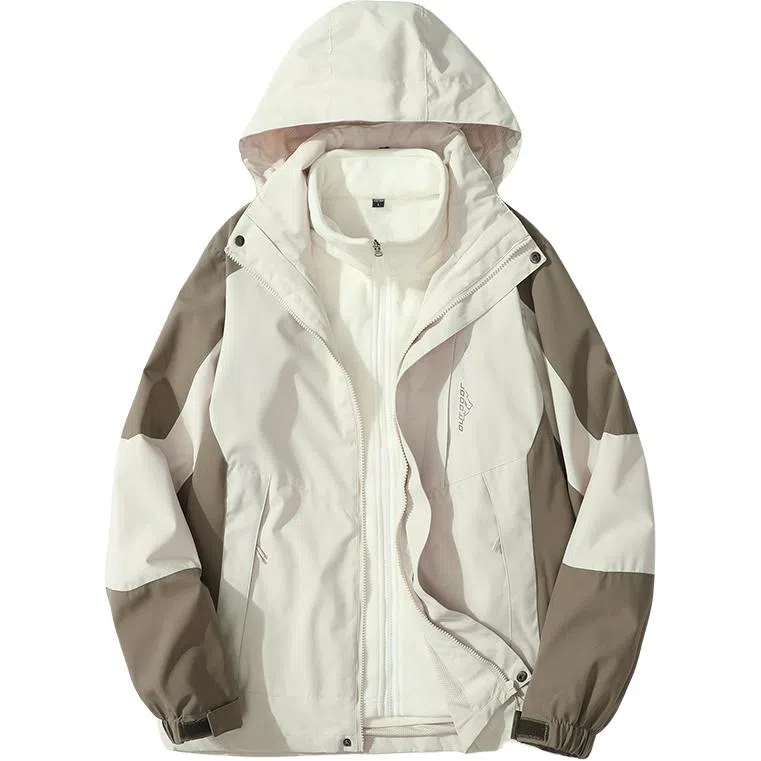 户外潮流长袖连帽三合一加厚运动外套 冲锋衣 男款