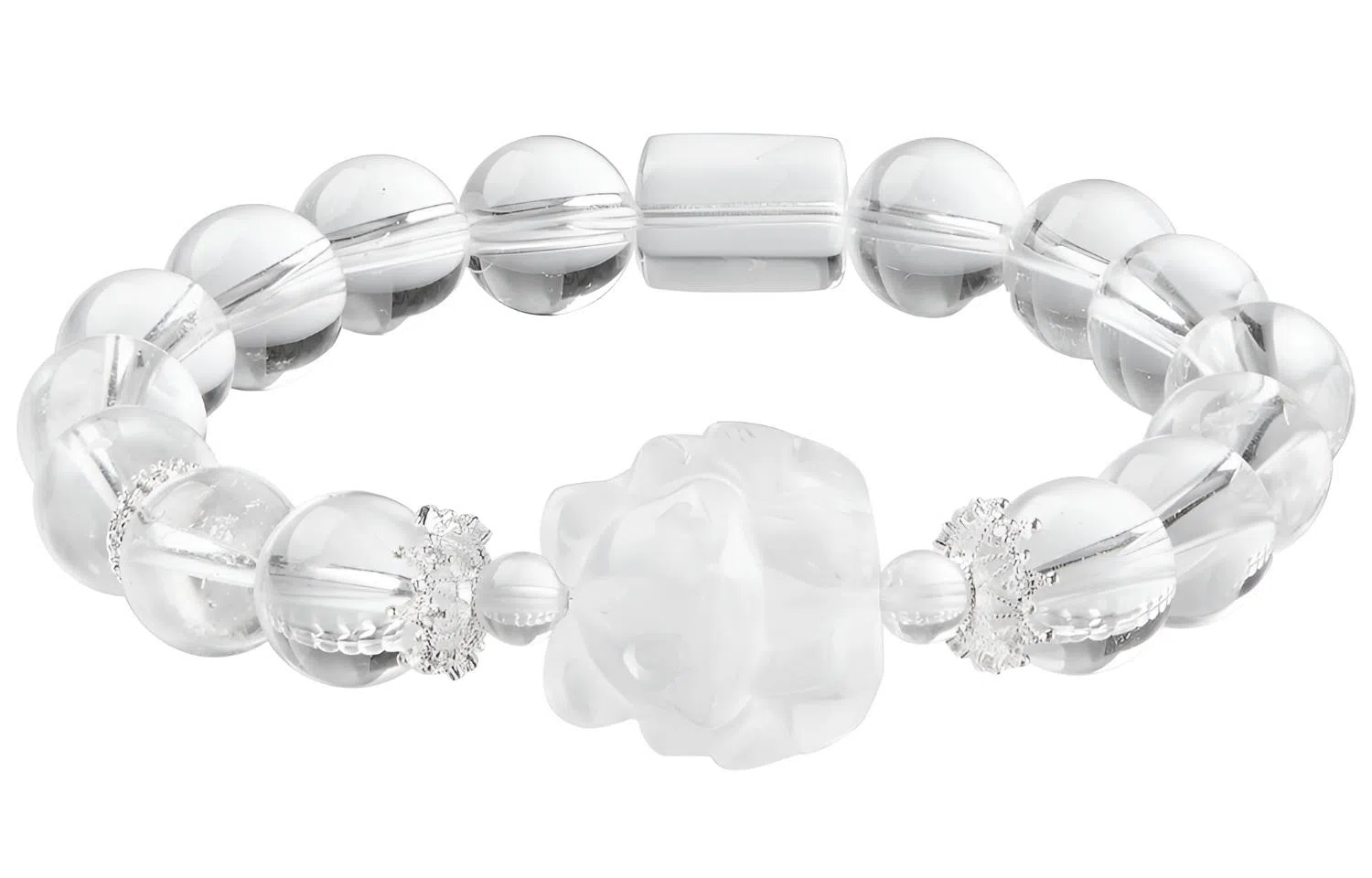 石头记 【优雅与纯净】 苍兰凤九 晶体透亮纯净 新中式狐狸小众设计优雅高级感简约百搭#好运 礼盒款天然 白水晶 手串 女款