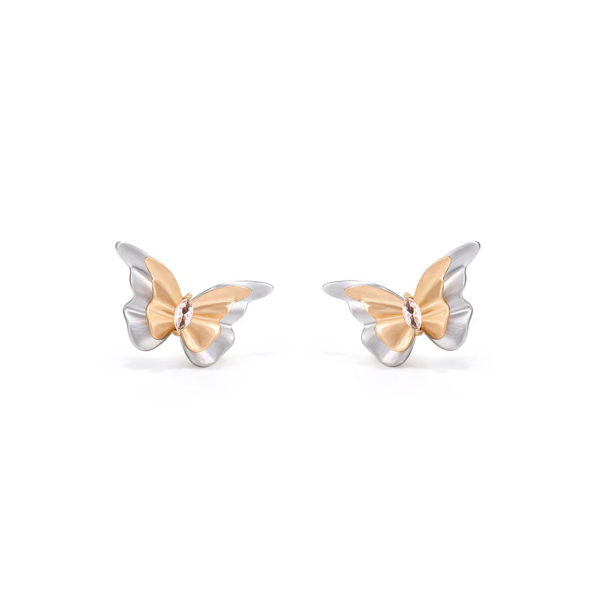 SUMIYAKI Cream Double-Layer Butterfly S925 Silver Earrings