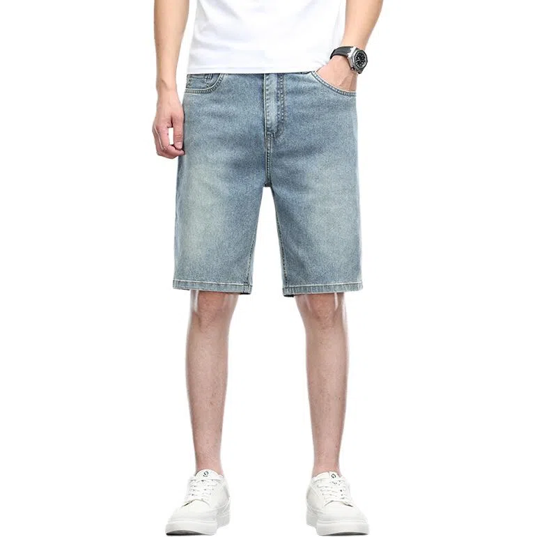 羽浅 夏季高档莱赛尔舒适五分裤休闲百搭中裤潮牌修身显瘦牛仔短裤 男款