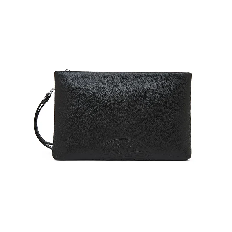 老人头 复古简约高级质感商务 牛皮革 手拿包 常规 男款 黑色