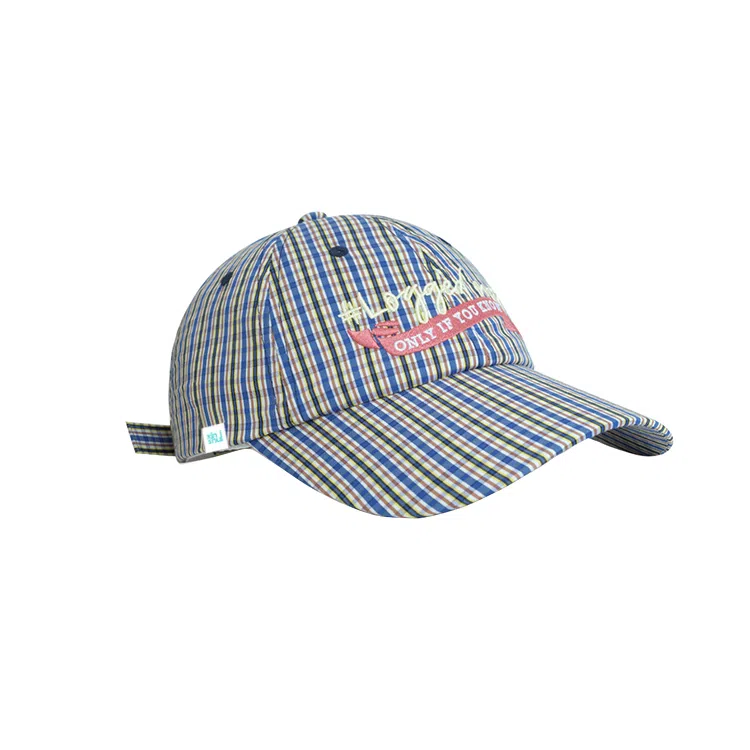 【出片ins风】 心水好物 超绝小清新蓝色格纹韩版宽檐显脸小软顶刺绣 锦纶 鸭舌帽 女款
