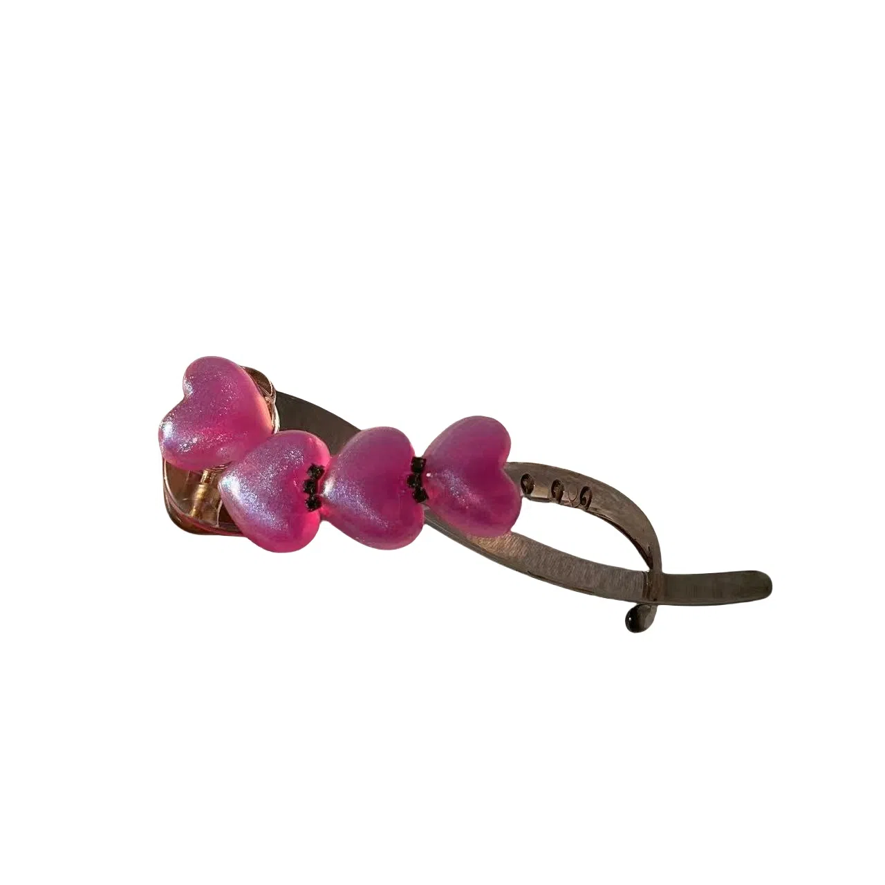 尚先生 日常百搭复古简约优雅气质扭扭夹渐变珠珠后脑勺发饰爱心夹 亚克力 发夹 女款