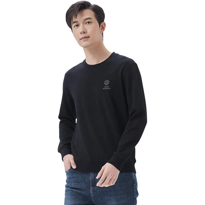 古鲨 简重磅提花圆领长袖卫衣 男款