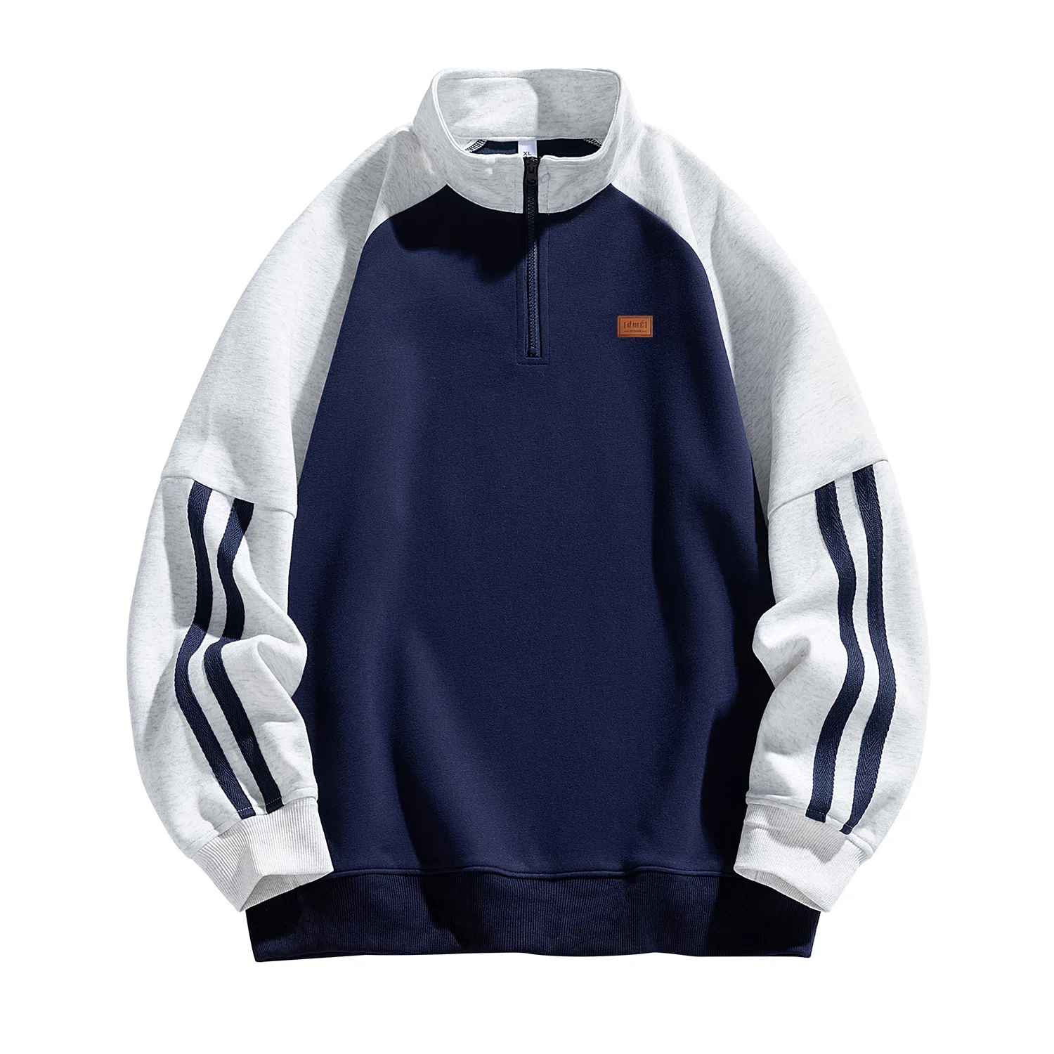 【dme】 美式经典高街校园风纯色半拉链立领套头宽松舒适氛围感学生党无性别主义长袖卫衣 男女同款