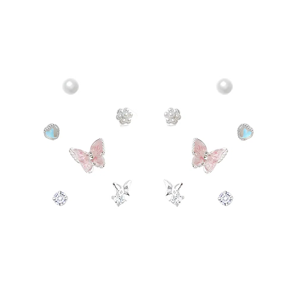 饰伴 皓影蝶月 小巧精致高级质感 优雅雅致 小众设计 日常通勤百搭 时尚简约 #好运 合金 耳钉 男女同款情侣款