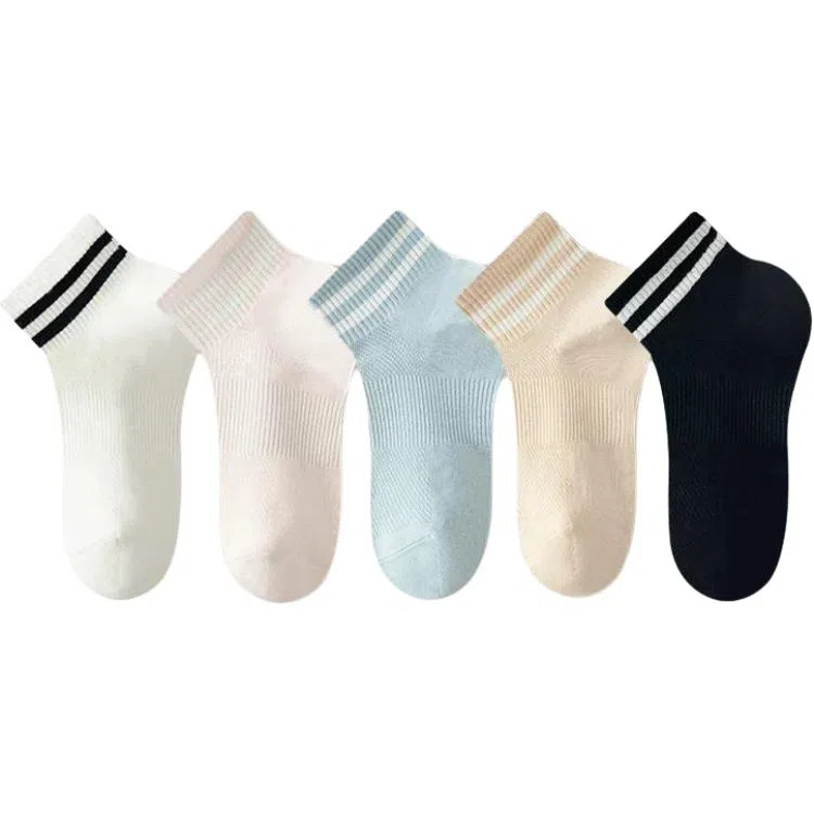妮轻 薄款抗菌网眼条纹短袜 女款