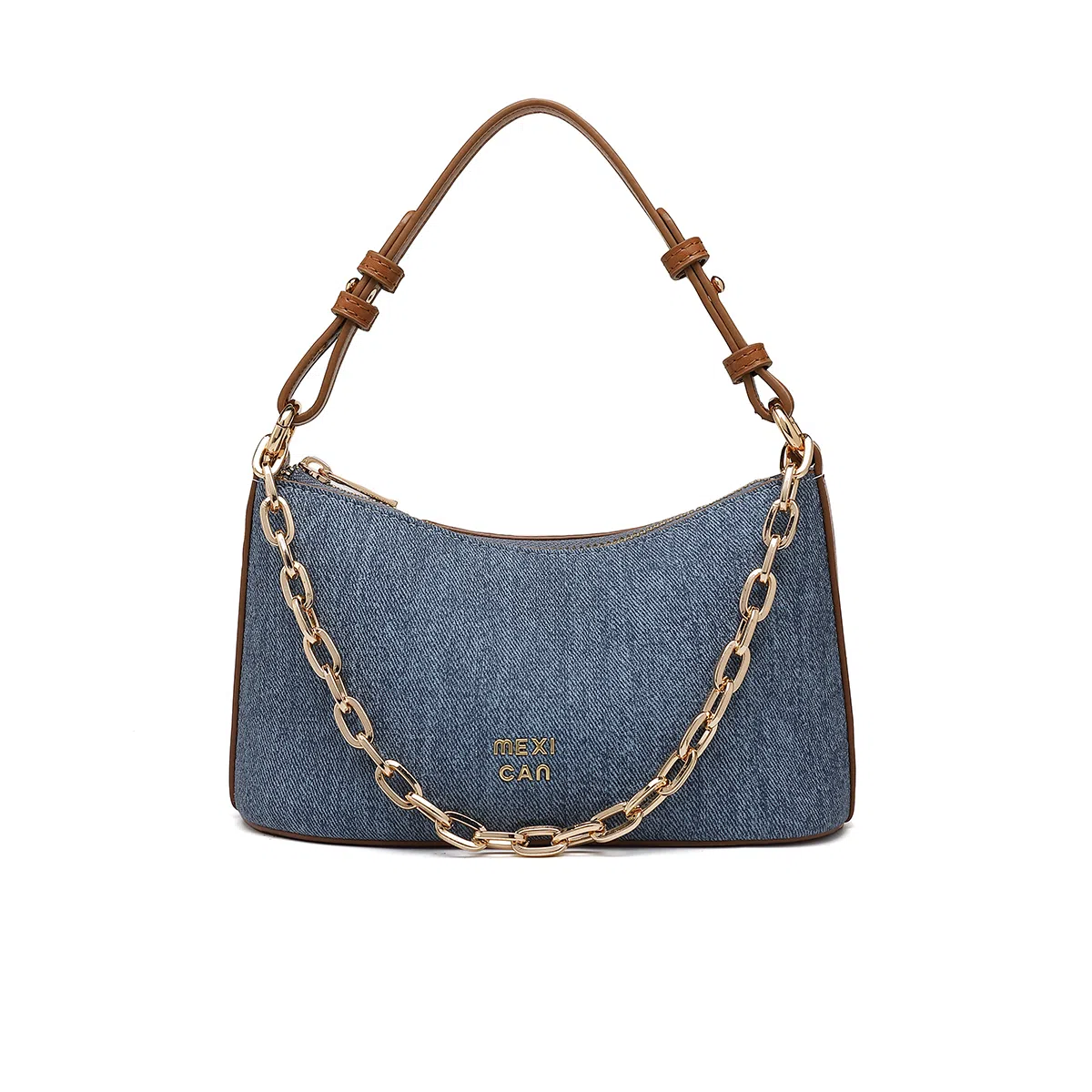 稻草人 法式小众设计链条通勤时尚百搭出游 聚氨酯革 斜挎单肩手提包 女款 牛仔蓝/卡其色