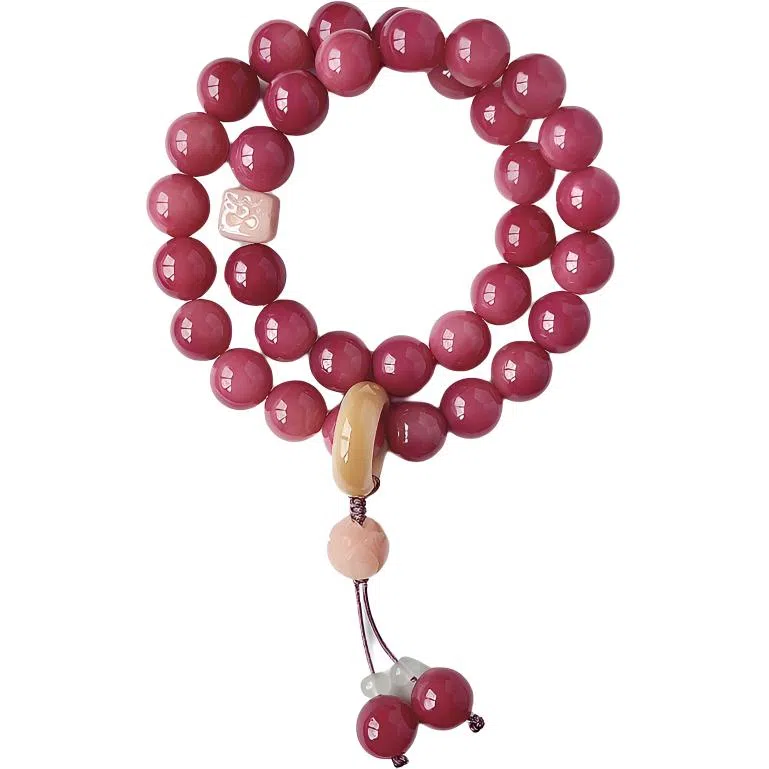 艾卡拉 乌梅子酱紫月花影雕刻国风圆珠 菩提根 手串 男女同款情侣款