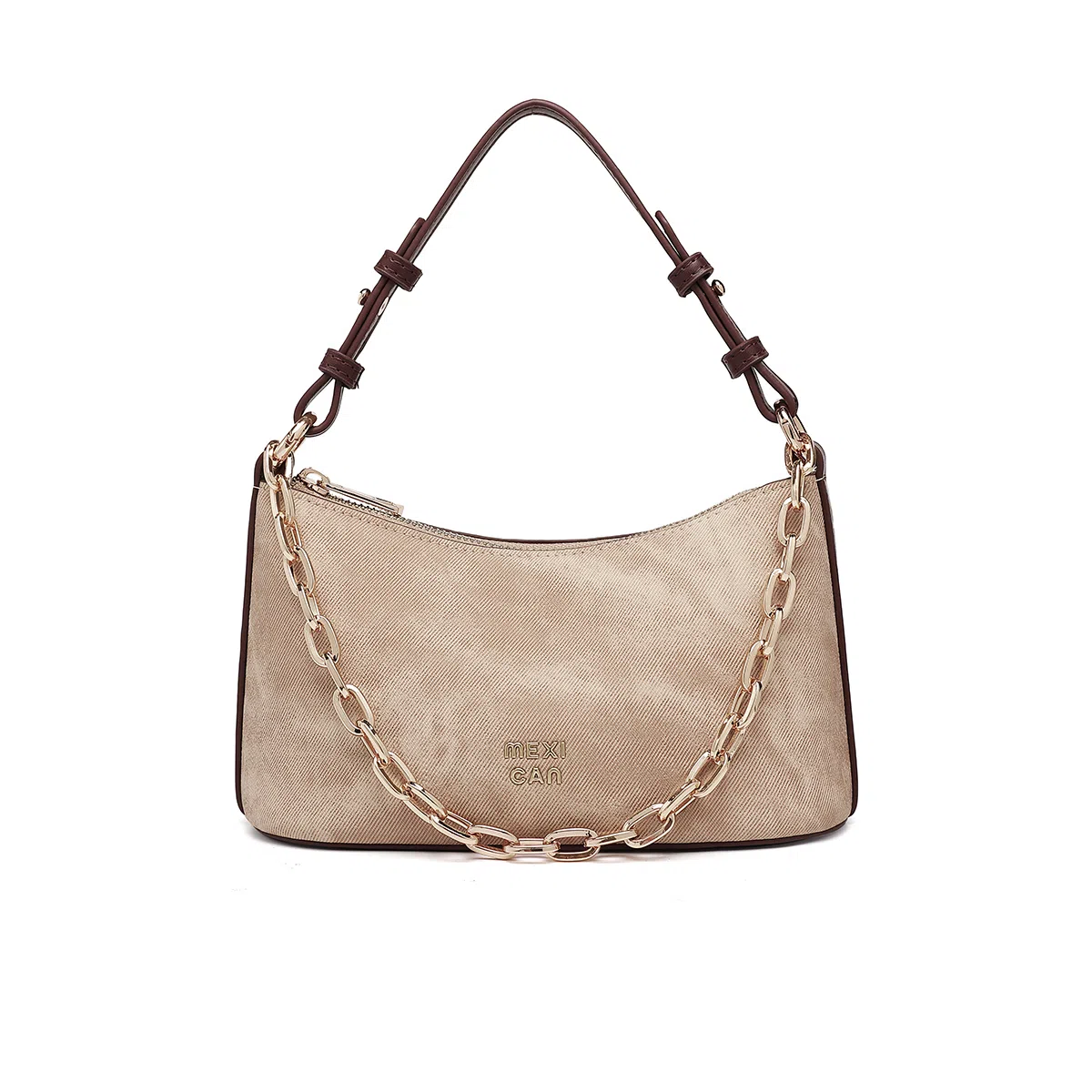 稻草人 法式小众设计链条通勤时尚百搭出游 聚氨酯革 斜挎单肩手提包 女款 牛仔蓝/卡其色