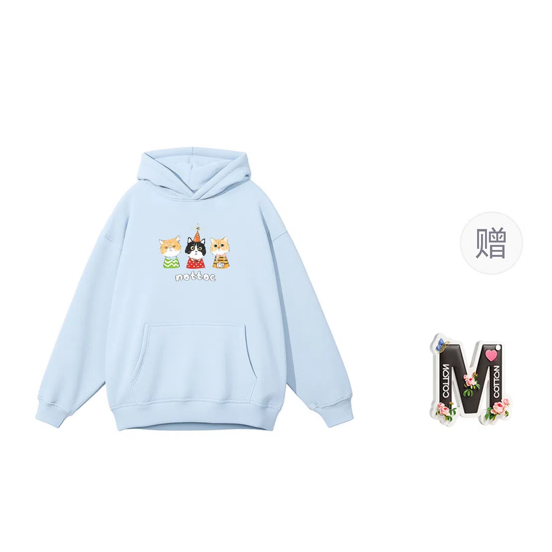 棉购 连帽秋冬季加绒加厚百搭潮流印花美式学生上衣服外套卫衣 女款