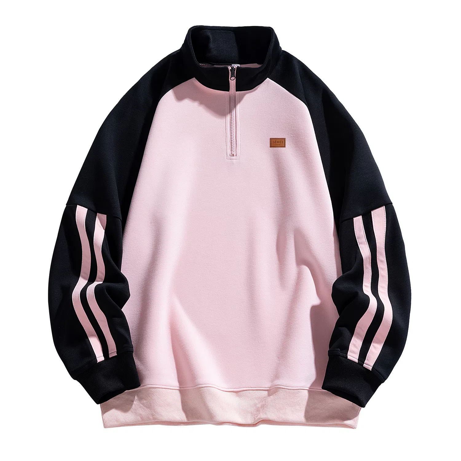 【dme】 美式经典高街校园风纯色半拉链立领套头宽松舒适氛围感学生党无性别主义长袖卫衣 男女同款