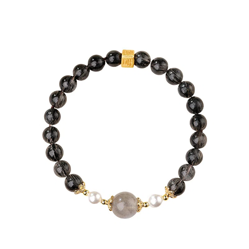 茂琼 简约 时尚补水复古小众高级感 黑发晶 手串 女款