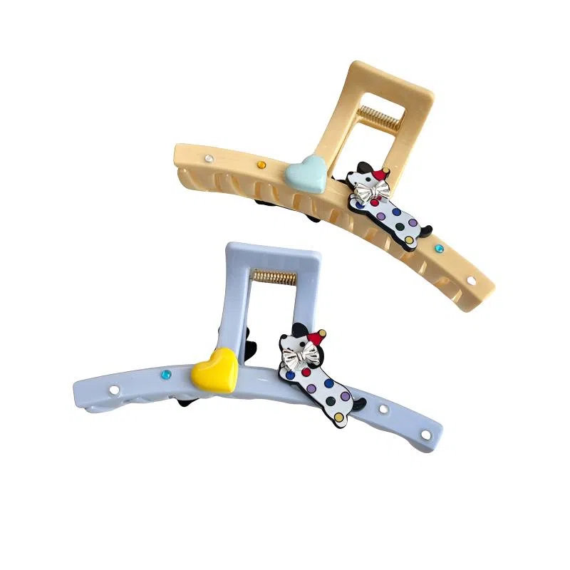 丹琴 可爱卡通彩钻小狗 甜美个性抓夹高级感后脑勺盘发鲨鱼夹子发卡头饰夏季 亚克力 发夹 女款