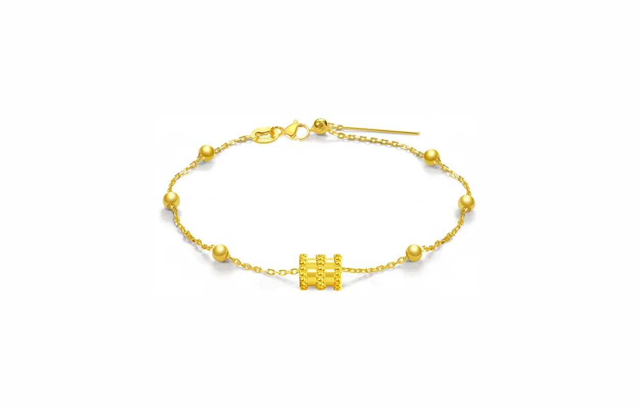 牧言 小蛮腰 复古气质简约小众设计 高级感光面立体转运珠百搭手饰 合金 手链 女款