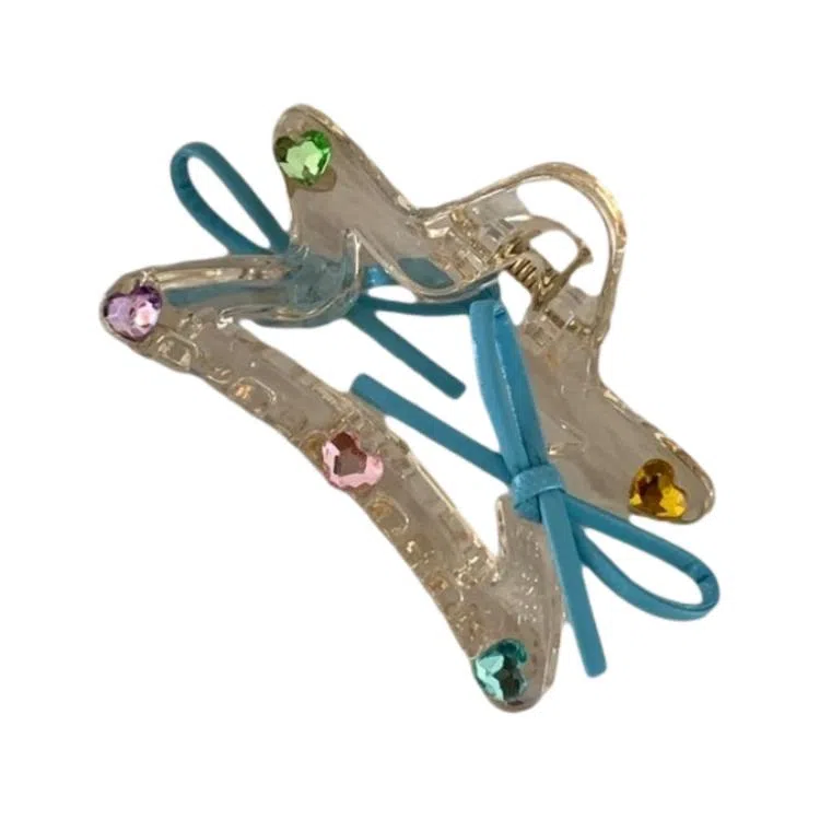 希铃 彩色蝴蝶结海星高级鲨鱼夹 亚克力 发夹 女款