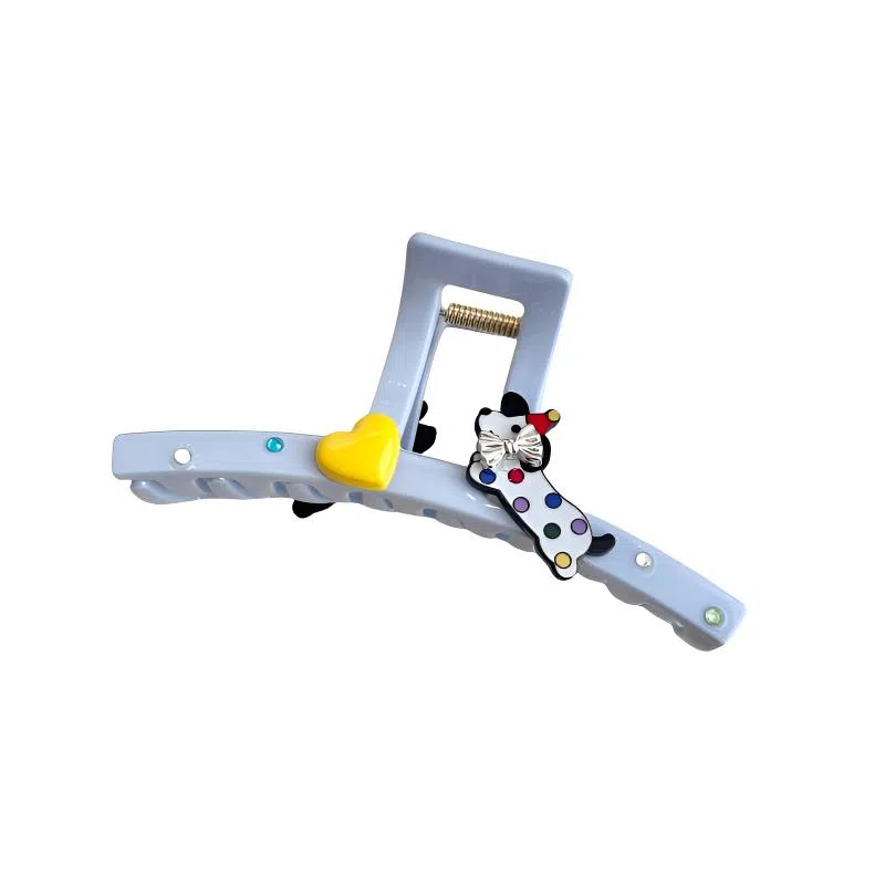 丹琴 可爱卡通彩钻小狗 甜美个性抓夹高级感后脑勺盘发鲨鱼夹子发卡头饰夏季 亚克力 发夹 女款