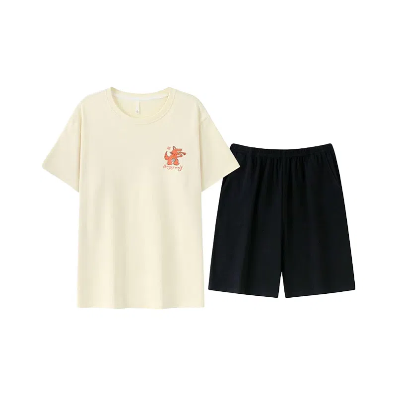 顶瓜瓜 夏季情侣简约休闲设计亲肤舒适面料家居服睡衣套装 男女同款