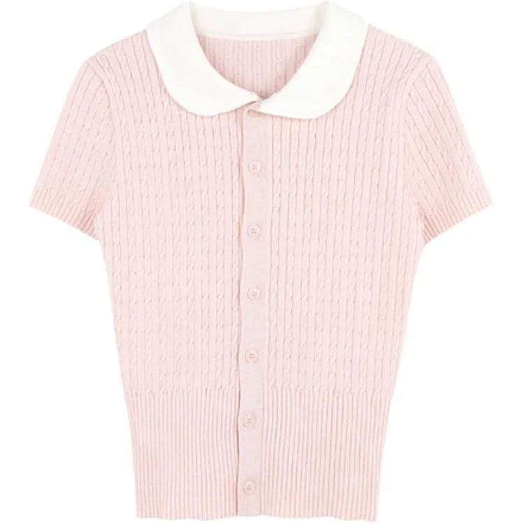 柏黛妃 时尚潮流简约舒适短袖针织衫 女款