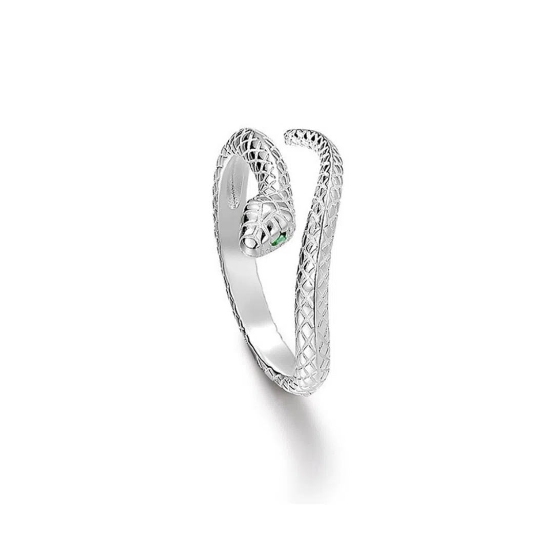 【纯银999|灵蛇】 银彦 小蛇开口素圈指环 十二生肖本命蛇 复古国朝简约小众设计高级感 立体光面可调节#好运 足银 戒指 男女同款情侣款