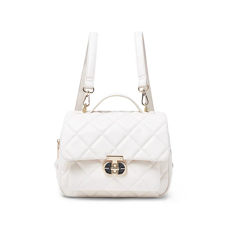 老人头 百搭时尚潮流 合成革 双肩包 常规 女款 白色