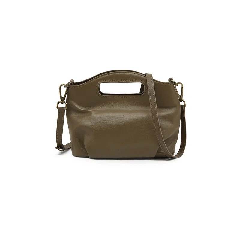 老人头 时尚休闲小众纯色简约高级感通勤 牛皮 手提包 常规 女款 多色