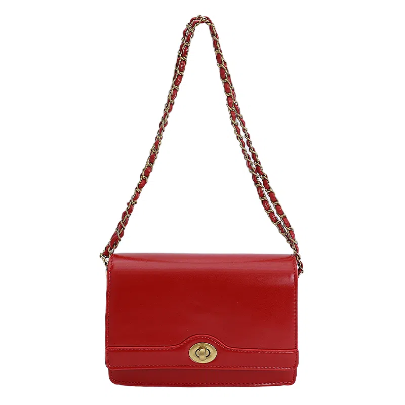 JIANGLIDA Vintage Chain Shoulder Bag Red