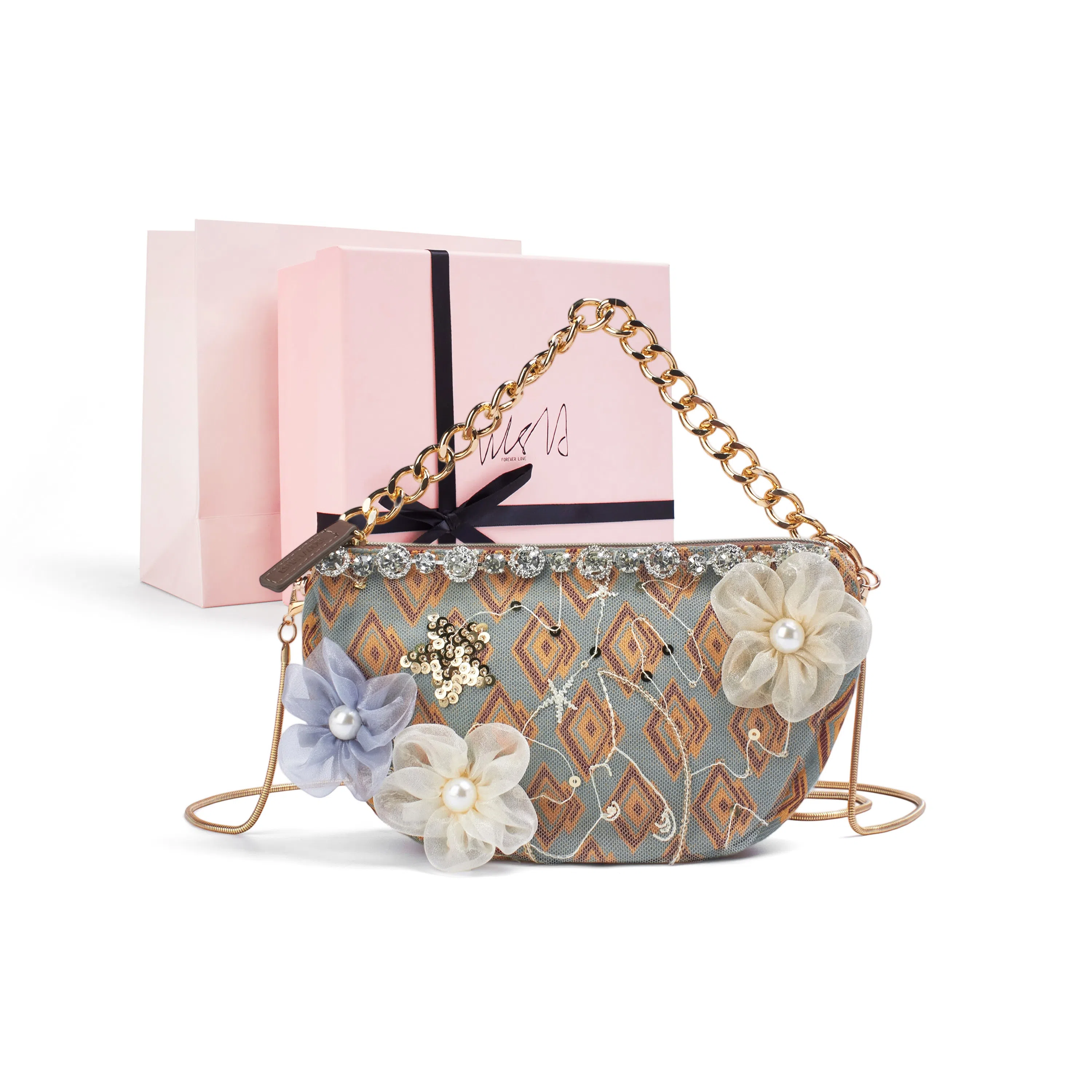 雅诗兰黛【定制化妆包】小花 钻花漫雾 甜美 清新 精致 优雅 波西米亚风 约会 通勤 复古凌格帆布化妆收纳包 便携