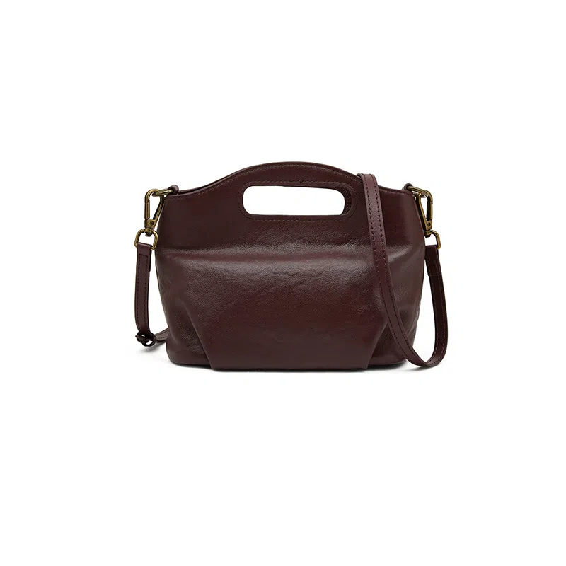 老人头 时尚休闲小众纯色简约高级感通勤 牛皮 手提包 常规 女款 多色