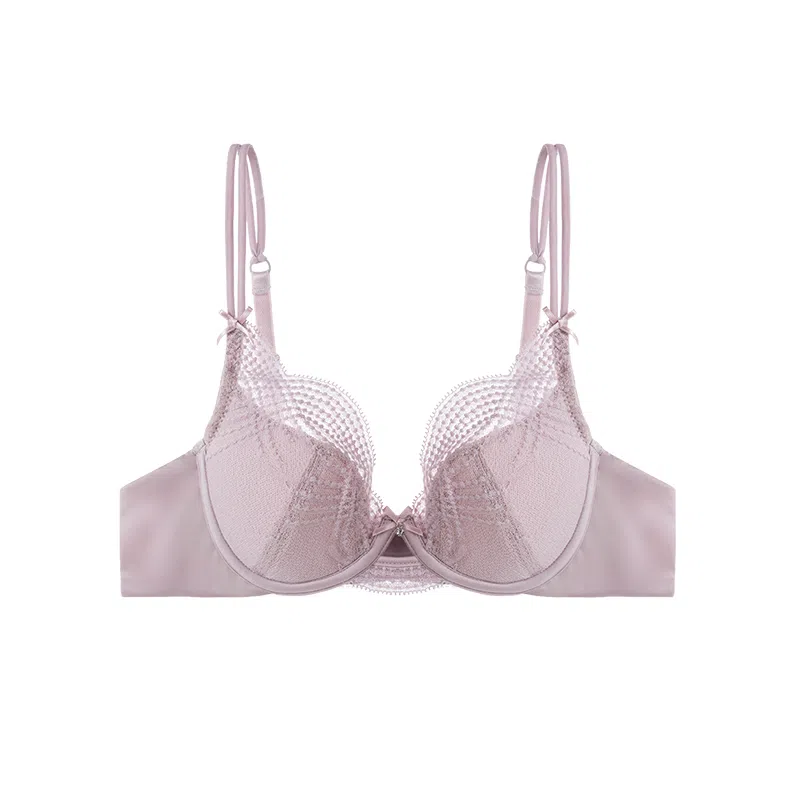 内在密码 法式纯欲蕾丝内衣女夏薄款大胸显小胸透气软钢圈防下垂性感文胸 女款