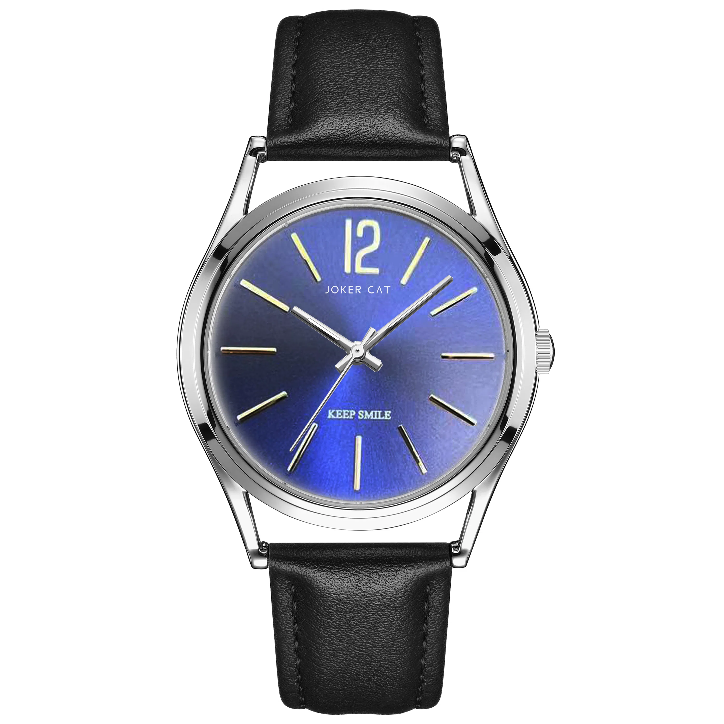 JOKER CAT INS Glow Quartz Leather Strap White Dial