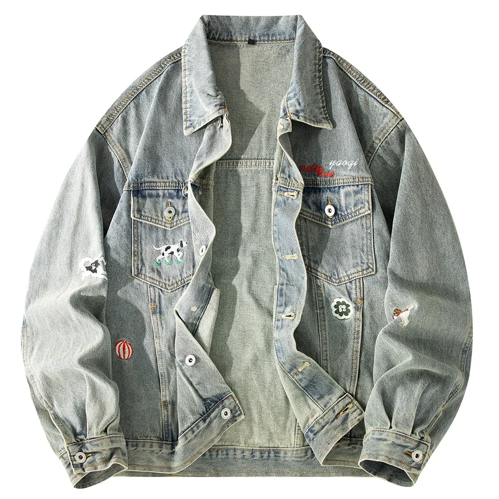 YAOQI Teddy Dog Denim Jacket
