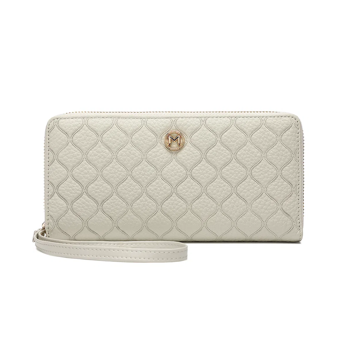 稻草人 高级感小香风菱格拉链开合长款多卡位 牛皮 手拿包 女款 黑色/米白/粉色