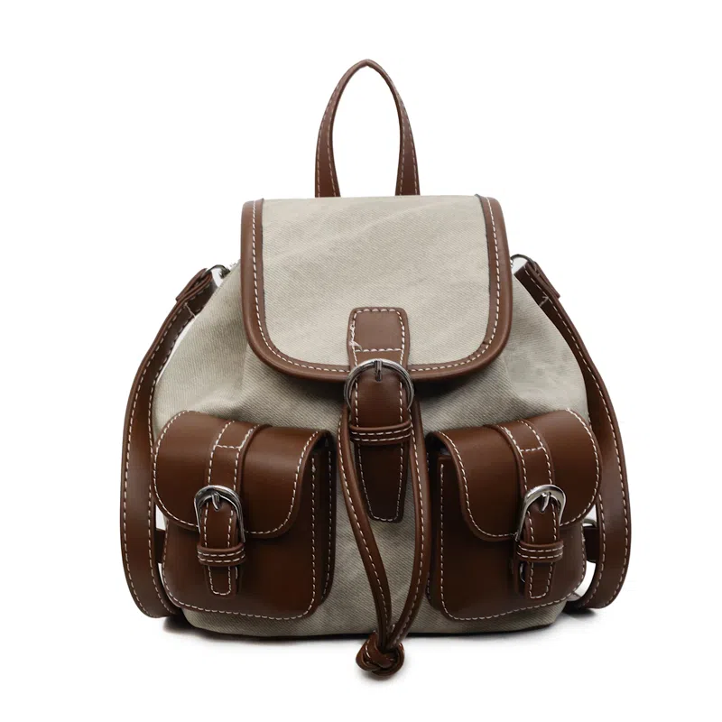 FCTOSSR Vintage College Backpack Denim Blue Black Tea White