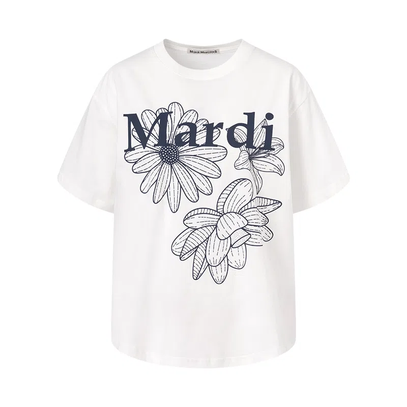MARDI MERCREDI TSHIRT TRIPLE FLOWER_IVORY NAVY SS25T