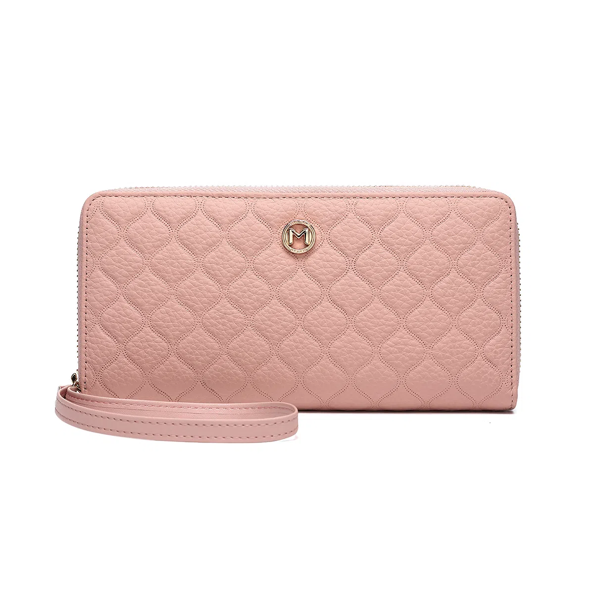 稻草人 高级感小香风菱格拉链开合长款多卡位 牛皮 手拿包 女款 黑色/米白/粉色