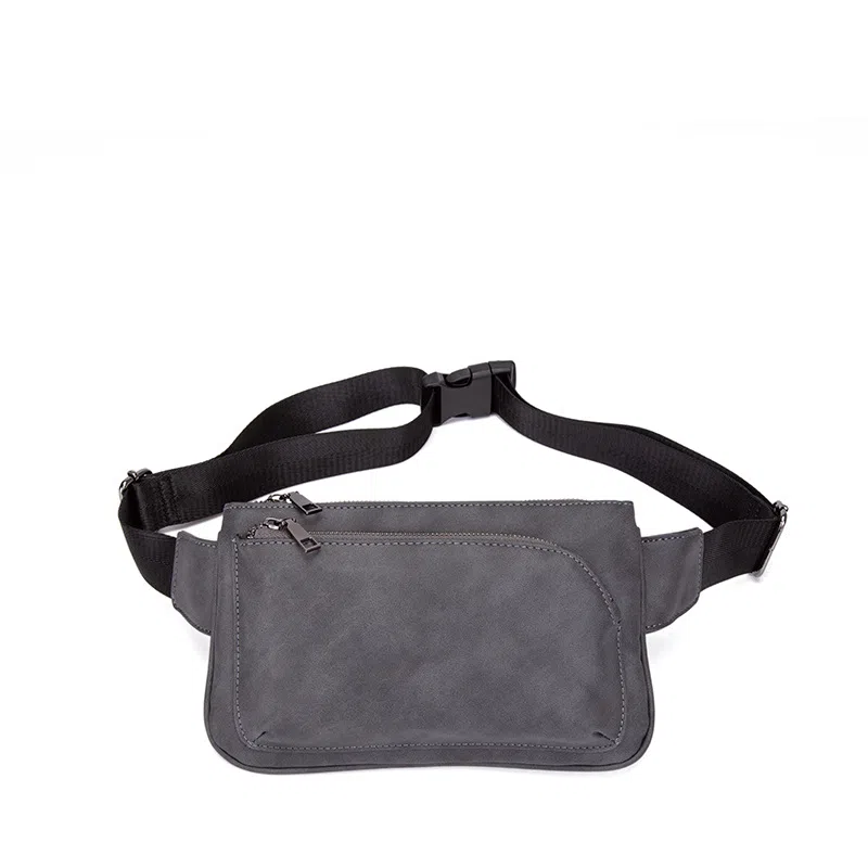 老人头 时尚百搭轻便 合成革 胸包 男款 花纹黑/灰色