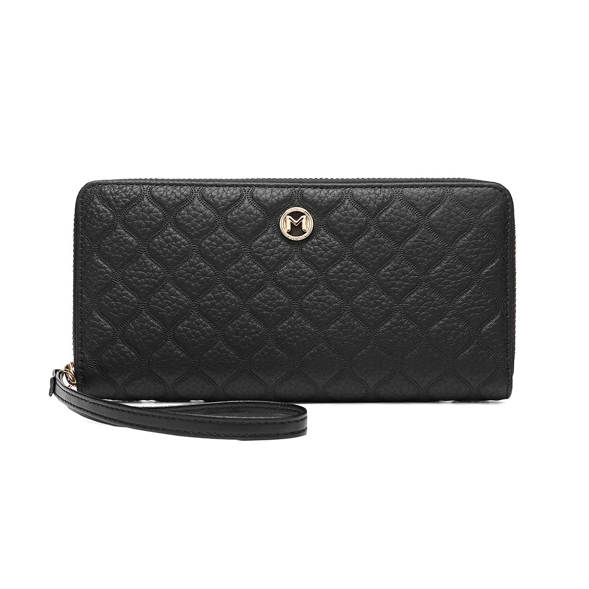 稻草人 高级感小香风菱格拉链开合长款多卡位 牛皮 手拿包 女款 黑色/米白/粉色