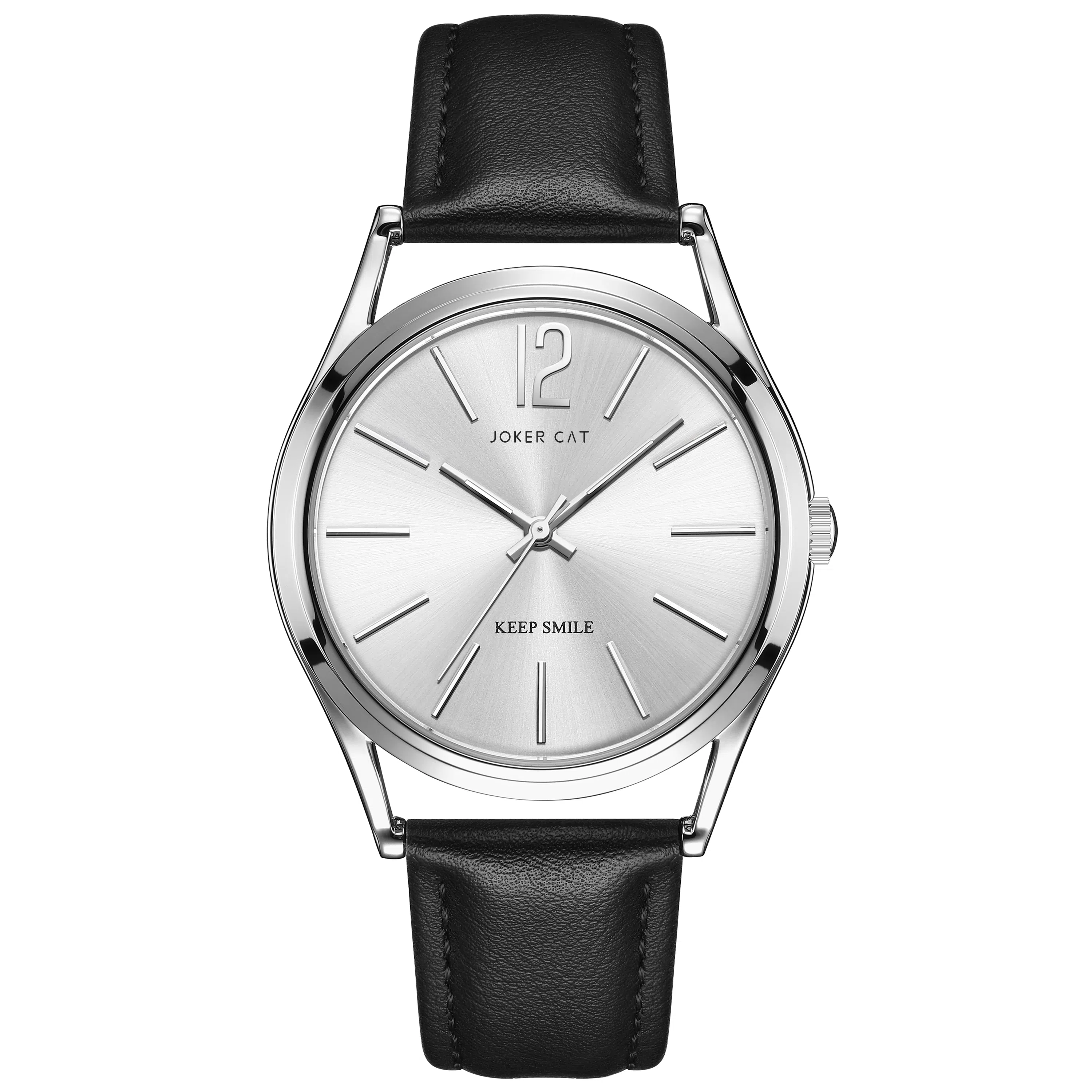 JOKER CAT INS Glow Quartz Leather Strap White Dial