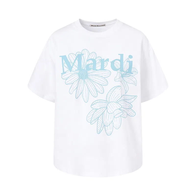 MARDI MERCREDI TSHIRT TRIPLE FLOWER_WHITE SKY SS25T