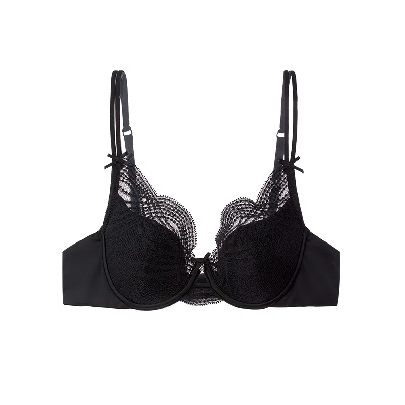 内在密码 法式纯欲蕾丝内衣女夏薄款大胸显小胸透气软钢圈防下垂性感文胸 女款