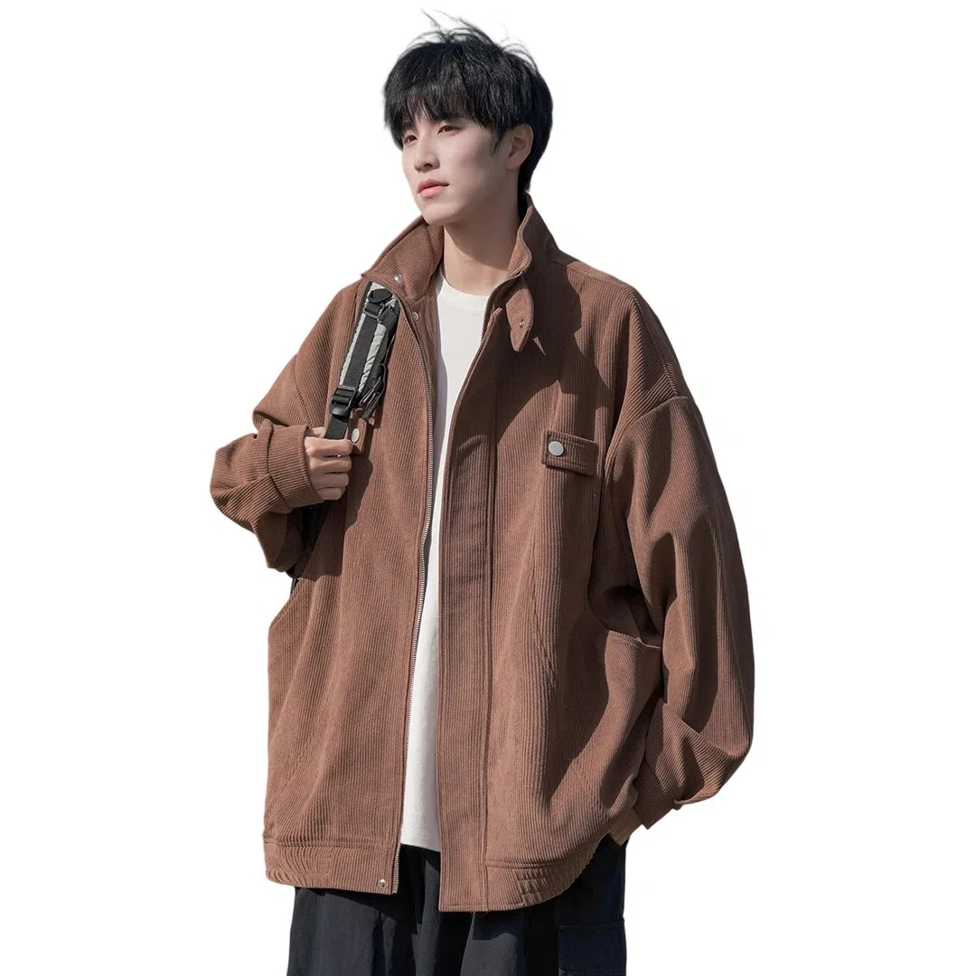 顶峰保罗 美式复古直筒工装无性别主义潮牌痞帅翻领上衣外套休闲百搭简约时尚纯色宽松长袖夹克 男女同款