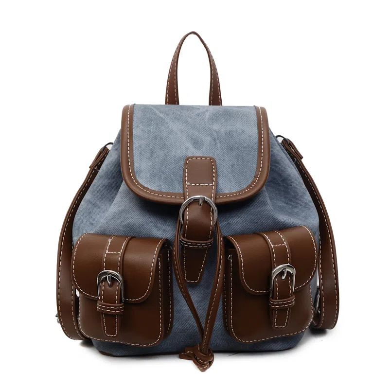 FCTOSSR Vintage College Backpack Denim Blue Black Tea White