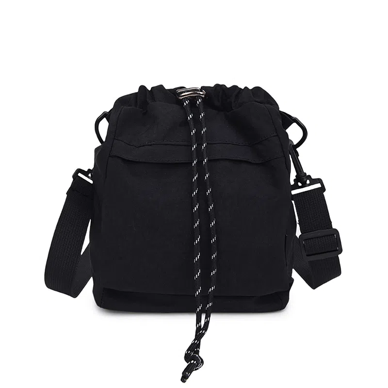 醇龙 百搭抽绳百搭学生简约水桶包潮流 尼龙 斜挎单肩包 男女同款情侣款 多色