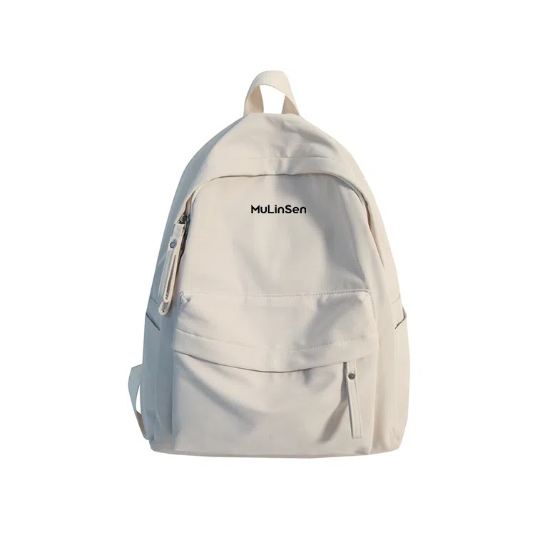 木林森 森系学院风大容量上课通勤拉链开合时尚简约纯色百搭 尼龙 双肩包 男女同款情侣款 多色