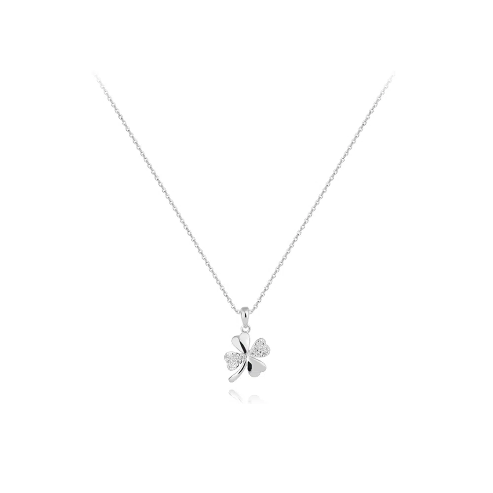 【纯银999】 六桂福珠宝 四叶草 经典百搭小众设计精致高级感简约学生日常时尚轻奢约会通勤温柔气质可调节锁骨链 足银 项链 女款