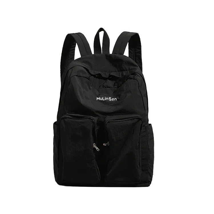 木林森 时尚简约纯色大容量上课通勤轻便防泼水 尼龙 双肩包 男女同款情侣款 多色