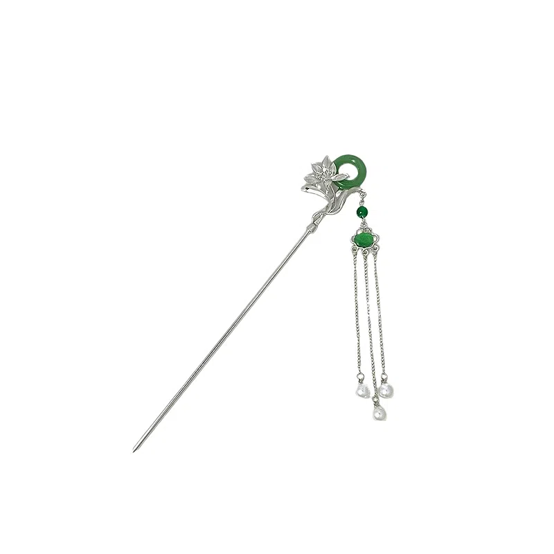 大唐国鼎 荷花扣新中式简约时尚小众设计国潮宫廷风精致纹理招财纳福旺事业学业本命年财运 好运 合金 发簪 女款